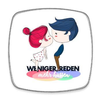 weniger reden - mehr küssen - Viereckiger Kühlschrankmagnet - Weiß - Vorne