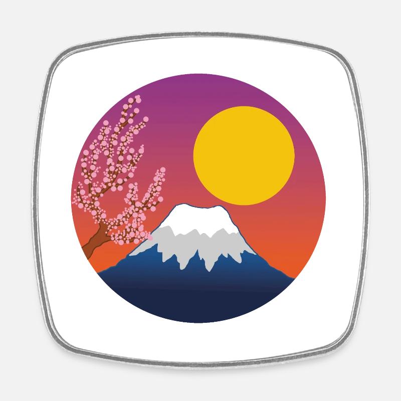 Mont Fuji manga - Magnet carré - blanc