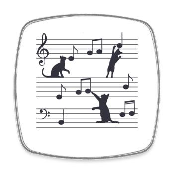 Katzenmusik, Katzen, Musik, Noten - Viereckiger Kühlschrankmagnet - Weiß - Vorne