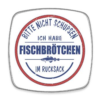 Fischbrötchen Angler lustig - Viereckiger Kühlschrankmagnet - Weiß - Vorne