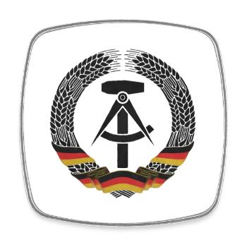 DEUTSCHES ARBEITERWAPPEN OSSI OSTALGIE DDR - Viereckiger Kühlschrankmagnet - Weiß - Vorne