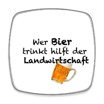 Wer Bier trinkt hilft der Landwirtschaft - Viereckiger Kühlschrankmagnet - Weiß - Vorne
