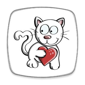 I Love Cats Comic - Cats - Cat - Square fridge magnet - white - Front