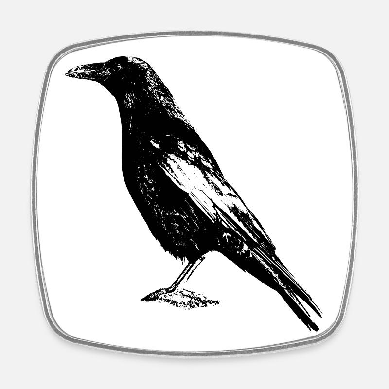 Crow - Square fridge magnet - white