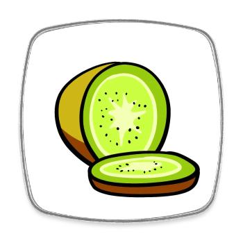 kiwi - Magnet carré - blanc - Devant
