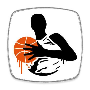 Basketball Spieler mit einem Basketball - Viereckiger Kühlschrankmagnet - Weiß - Vorne