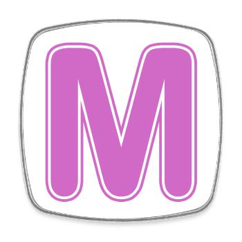 M Letter Alphabet Name Spelling Gift - Square fridge magnet - white - Front