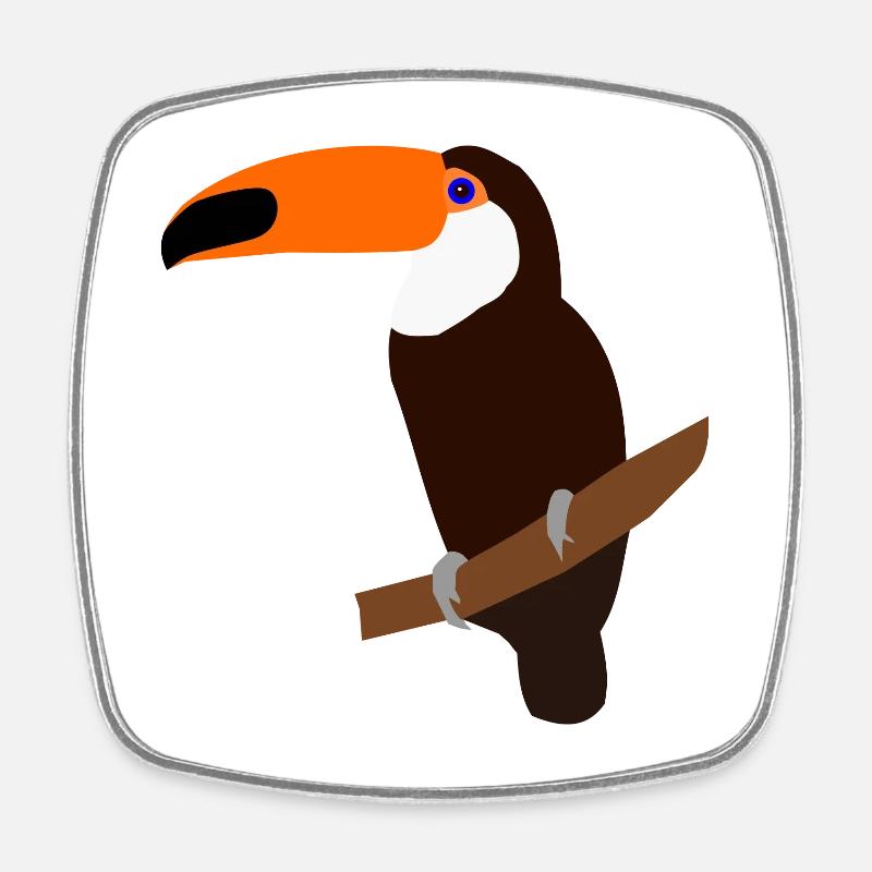 Toucan sur une branche – illustration colorée - Magnet carré - blanc