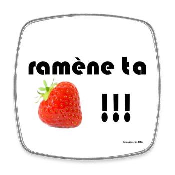 back your strawberry - Square fridge magnet - white - Front