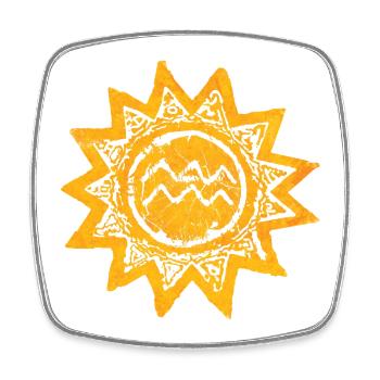 Abstract sun design in shades of yellow Mallorca - Square fridge magnet - white - Front