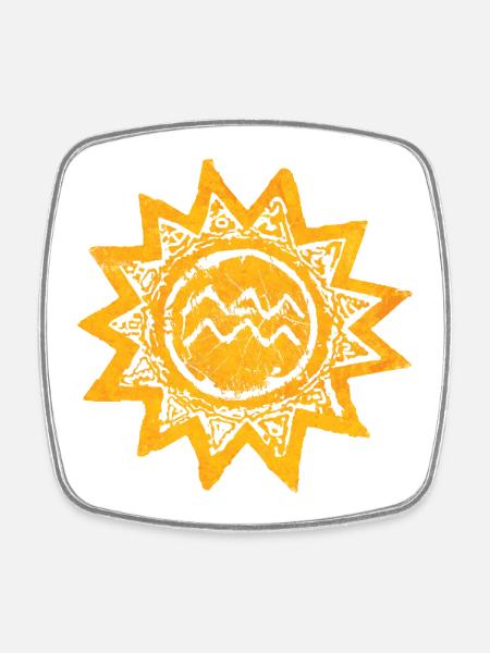 Abstract sun design in shades of yellow Mallorca - Square fridge magnet - white