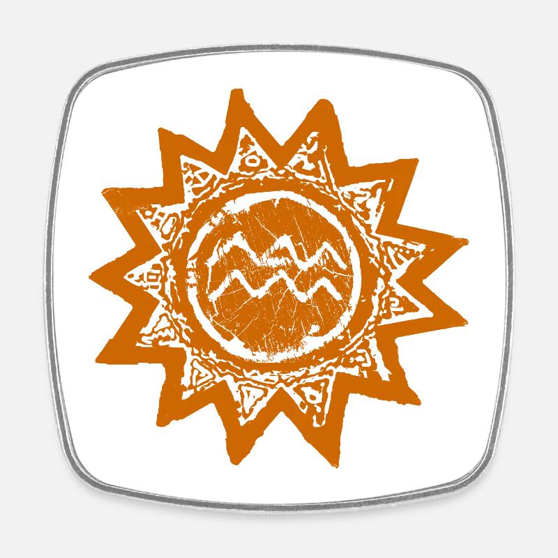 Astrological Aquarius Sun Print - Square fridge magnet - white