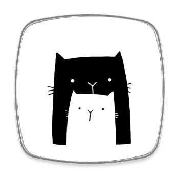 Familie Katzen Geschenk - Viereckiger Kühlschrankmagnet - Weiß - Vorne