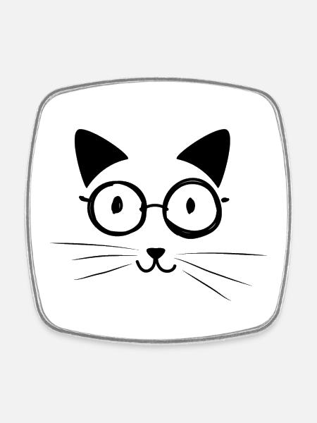 funny cat face cat kitten gift - Square fridge magnet - white