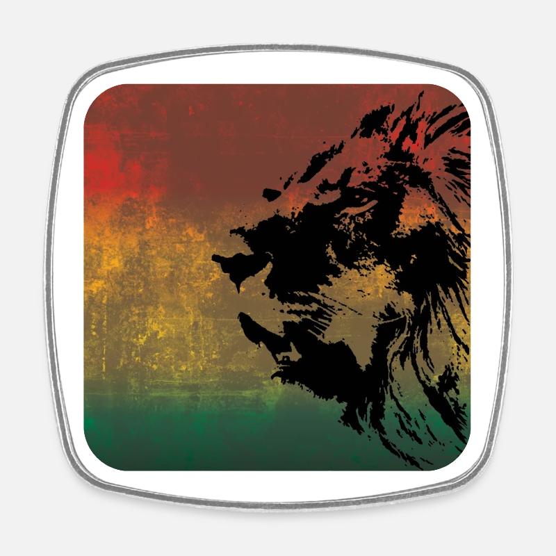 Lion portrait in reggae style - Square fridge magnet - white