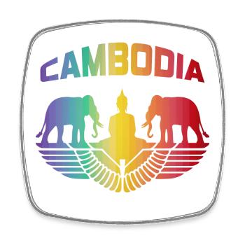 Kambodscha Elefanten mit Buddha / Geschenk - Viereckiger Kühlschrankmagnet - Weiß - Vorne