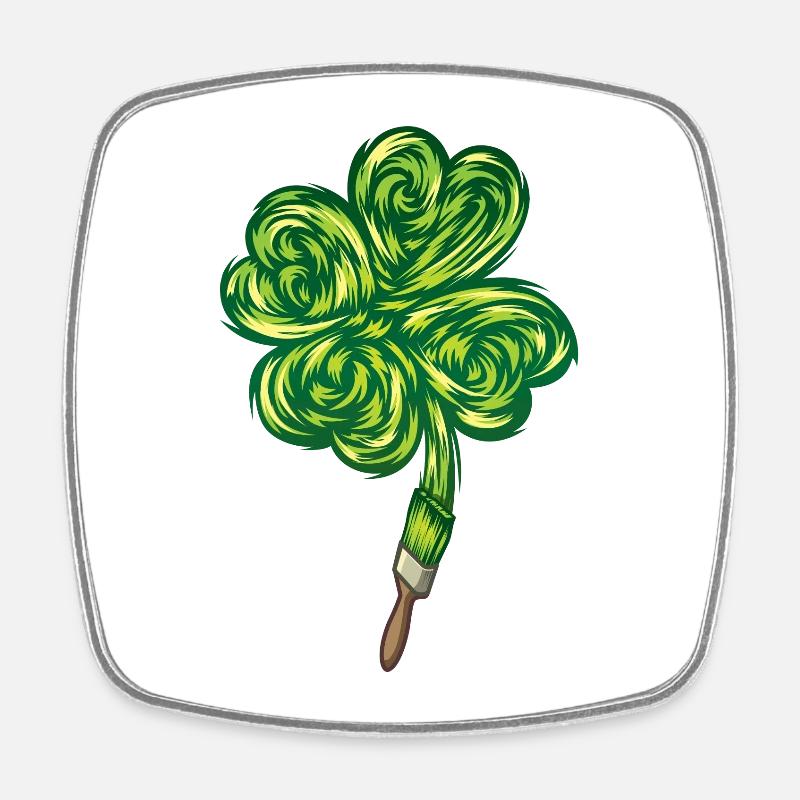 Clover - "I make my own luck" - Square fridge magnet - white