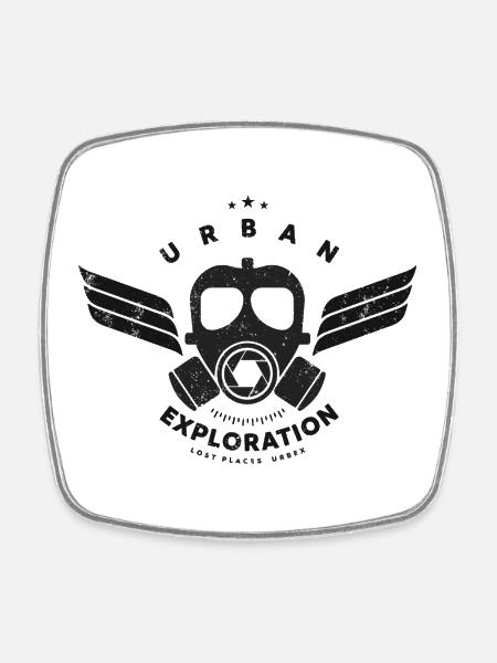 Urban Exploration - Square fridge magnet - white