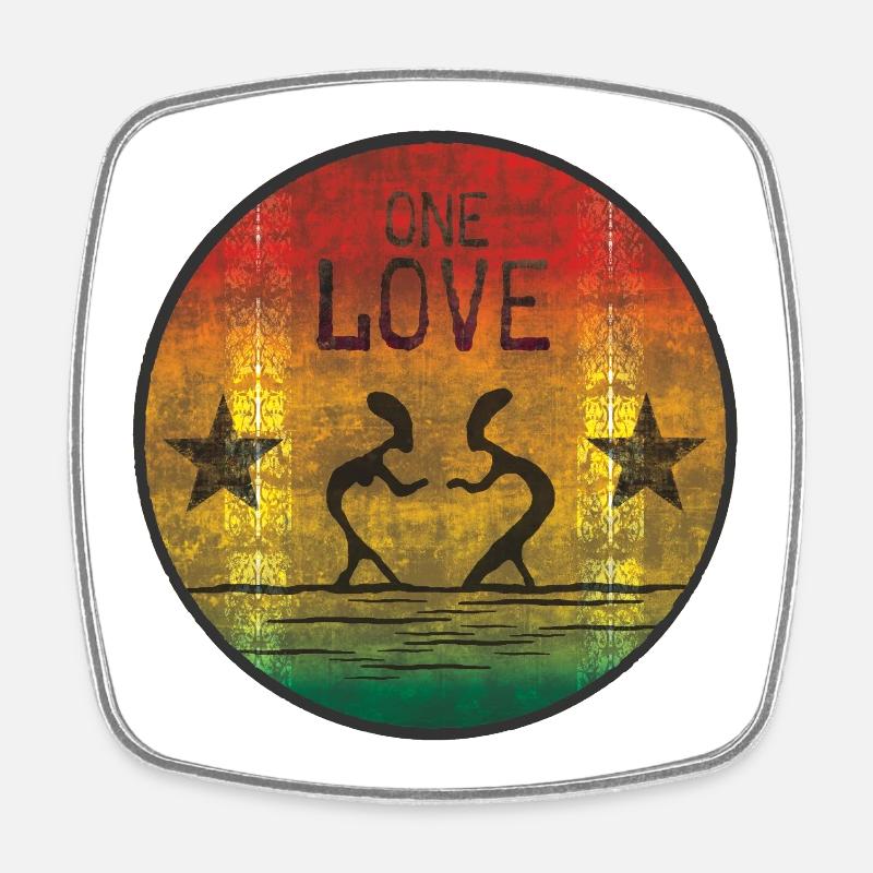 one love reggae - Magnet carré - blanc