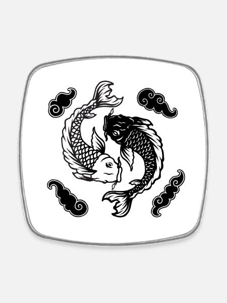 Koi Yin Yang Spirit - Magnet carré - blanc