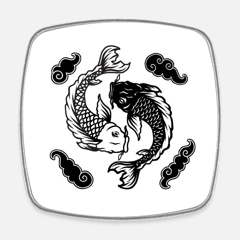 Koi Yin Yang Spirit - Square fridge magnet - white