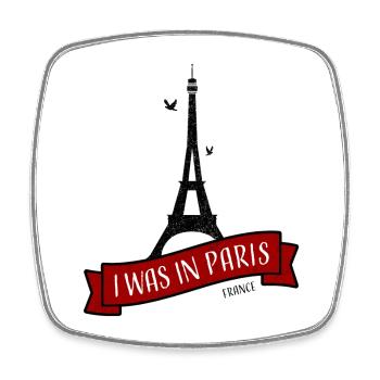 Paris I Was In Paris (I Love Paris) - Viereckiger Kühlschrankmagnet - Weiß - Vorne