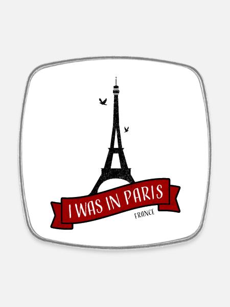 Paris I Was In Paris (I Love Paris) - Square fridge magnet - white