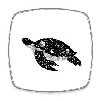 Night Silhouette Turtle - Square fridge magnet - white - Front