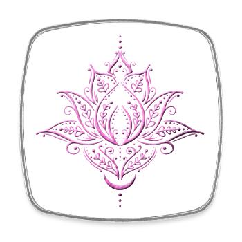 Lotus, lotus flower with moon. Yoga. Pink. - Square fridge magnet - white - Front
