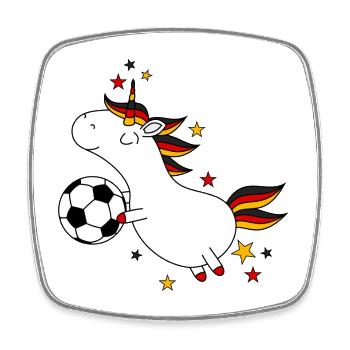 Deutschland Einhorn Ball Fußball Mädchen lustig - Viereckiger Kühlschrankmagnet - Weiß - Vorne