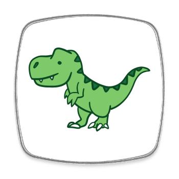 Kleiner Grün-Dino Cartoon - Viereckiger Kühlschrankmagnet - Weiß - Vorne