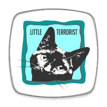 Portrait de chat avec slogans - Magnet carré - blanc - Devant