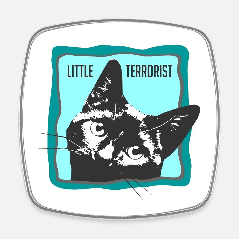 Portrait de chat avec slogans - Magnet carré - blanc