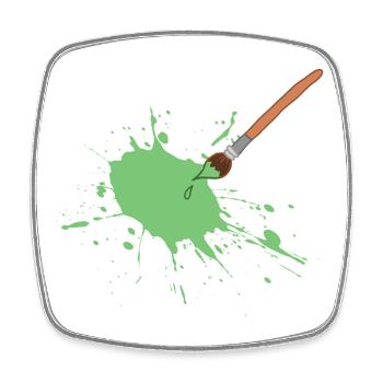 Éclaboussure de peinture verte au pinceau - Magnet carré - blanc - Devant