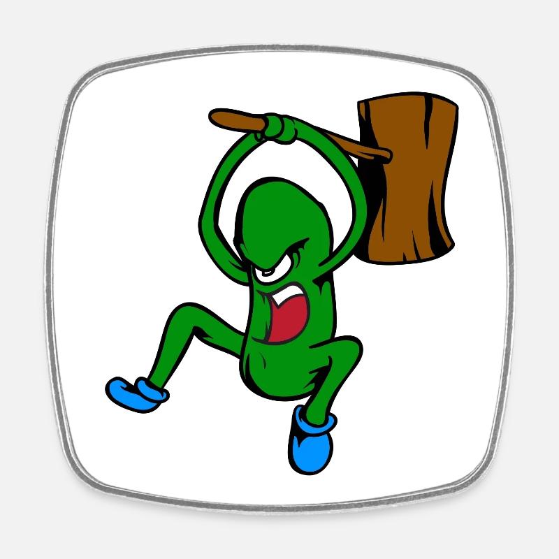 Angry Cucumber - Square fridge magnet - white