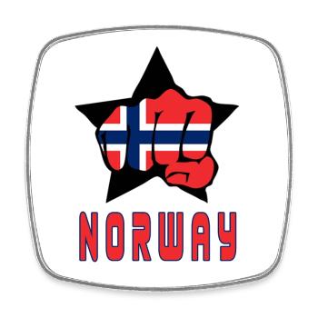 Norvège poing avec drapeau national cadeau drapeau - Magnet carré - blanc - Devant