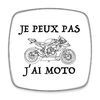 I can not I have motorcycle - Square fridge magnet - white - Front