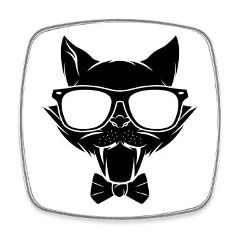 Cat kitten meow domestic cat cat eye cat dam - Square fridge magnet - white - Front
