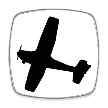 Avion - Magnet carré - blanc - Devant