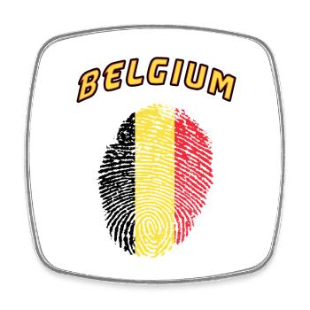 Belgium fingerprint / gift flag - Square fridge magnet - white - Front