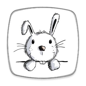 Curious hare - rabbits - rabbits - rabbits - Square fridge magnet - white - Front