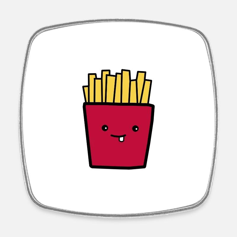 Pommes - Viereckiger Kühlschrankmagnet - Weiß