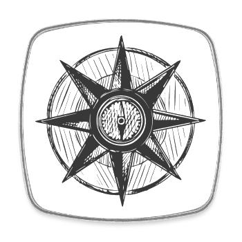 Hand Drawn Compass Star - Square fridge magnet - white - Front