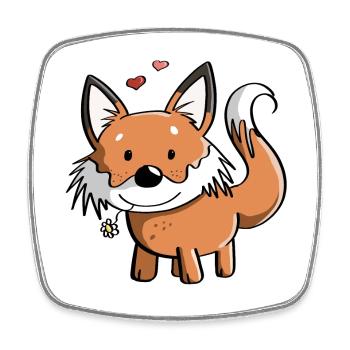 Fuchs mit Blume - Füchse - Rotfuchs - Raubtier - Viereckiger Kühlschrankmagnet - Weiß - Vorne
