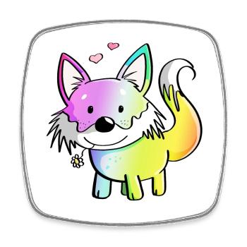 Fuchs Regenbogen - Füchse - Rotfuchs - Raubtier - Viereckiger Kühlschrankmagnet - Weiß - Vorne