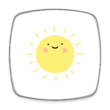Sun smiley heureux - Magnet carré - blanc - Devant
