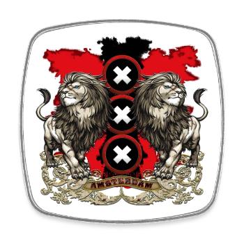 Amsterdam-Wappen 2018 weiß - Viereckiger Kühlschrankmagnet - Weiß - Vorne