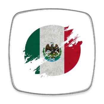 Mexiko Kreis / Flagge Geschenk - Viereckiger Kühlschrankmagnet - Weiß - Vorne