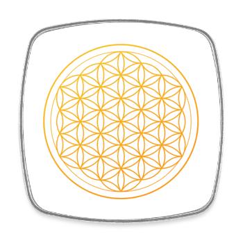 Blume des Lebens Gold Gelb Ornament - Viereckiger Kühlschrankmagnet - Weiß - Vorne