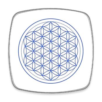 Cercle Bleu Jaune Fleur de Vie - Magnet carré - blanc - Devant